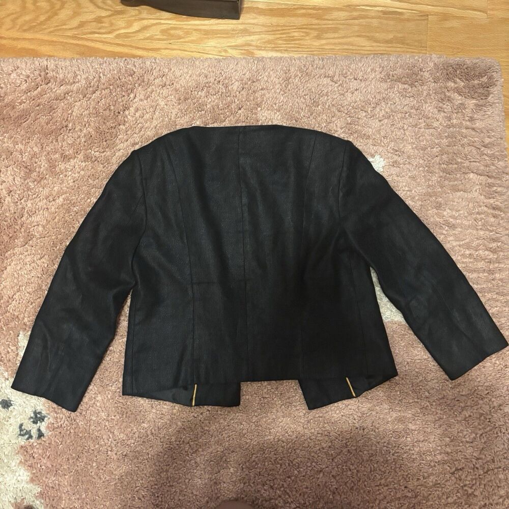 LL Bean Vintage Linen Cropped Jacket Blazer Black Sz 4 Preppy Classic - Picture 7 of 10